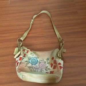 100% Vintage-Inspired Floral Leather Handbag/Pocket Book
